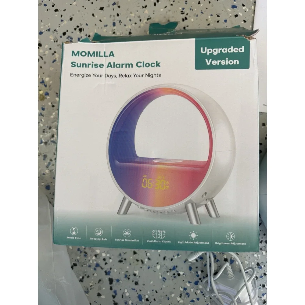 MOMILLA Sunrise Alarm Clock with Wireless Charging Station, Bluetooth Speaker...